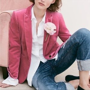 J Crew Velvet Pink Raspberry Parke Blazer